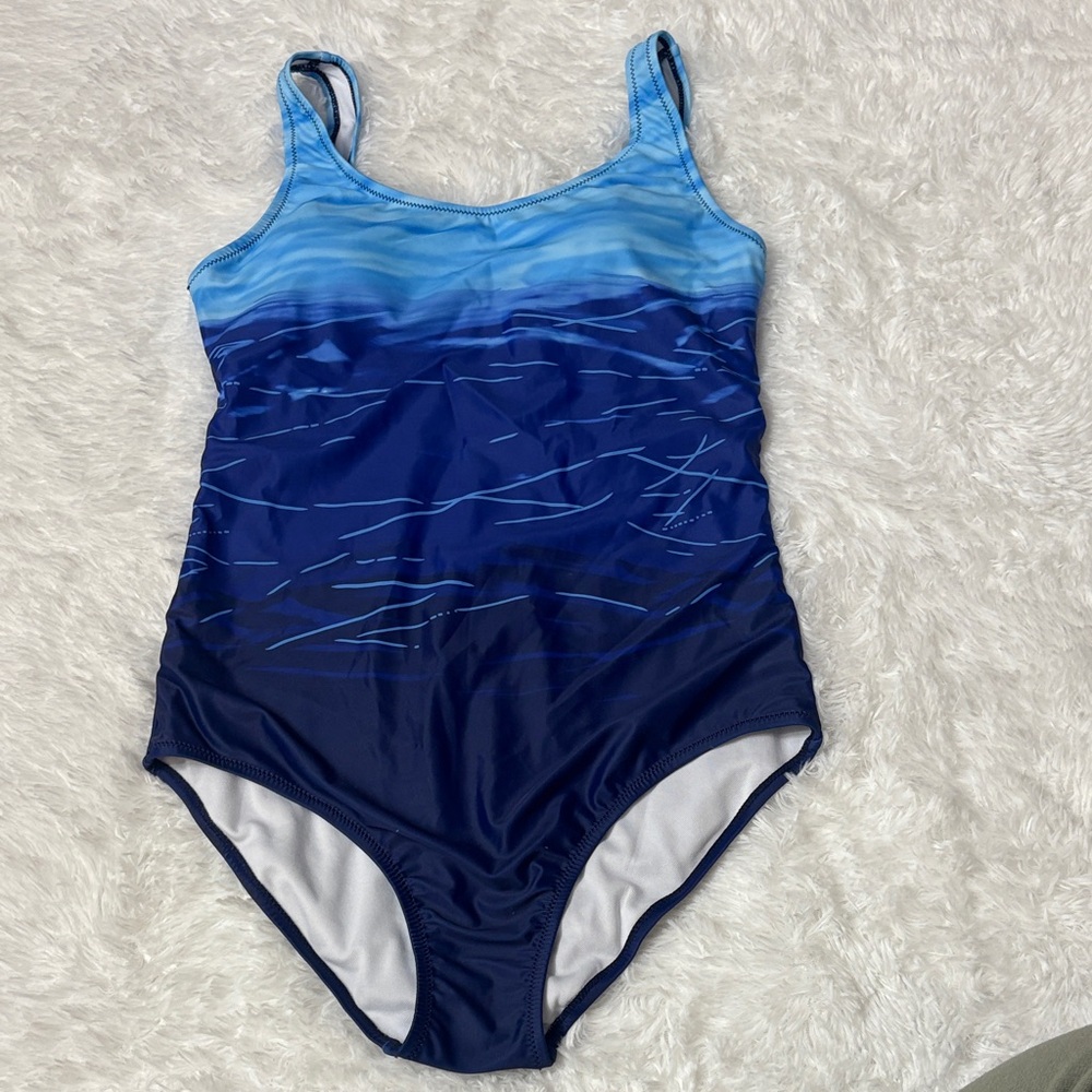 NWOT From Amazon Blue One Piece Criss Cross Back Swimsuit Size M